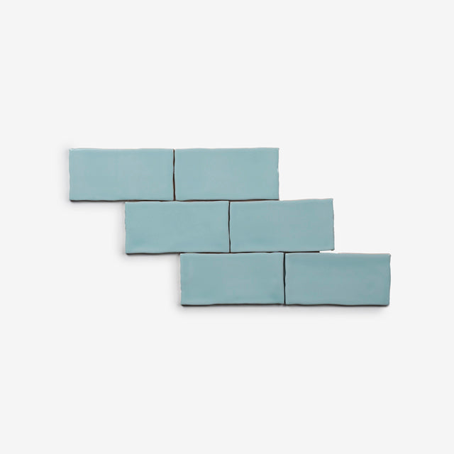 Teal Luca Hand Made Gloss Subway Tile 75 x 150 x 8mm | The Blue Space