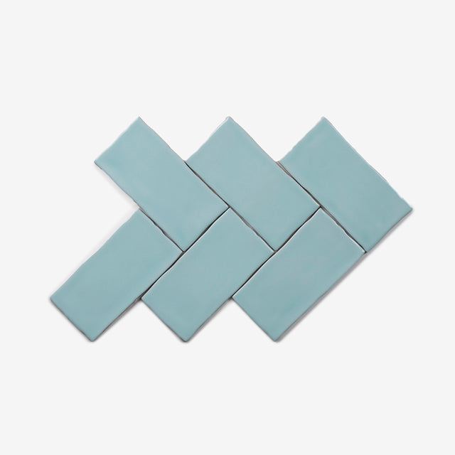 Teal Luca Hand Made Gloss Subway Tile 75 x 150 x 8mm