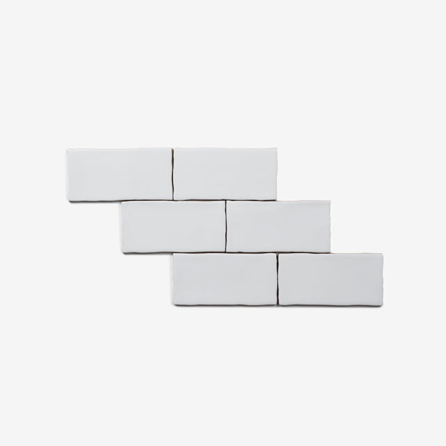 White Luca Hand Made Matte Subway Tile 75 x 150 x 8mm | The Blue Space
