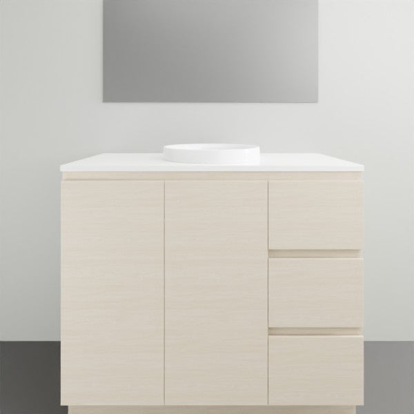 ADP Glacier Lite Door and Drawer Trio Vanity Solid Surface Top - 1050mm Centre Bowl | The Blue Space