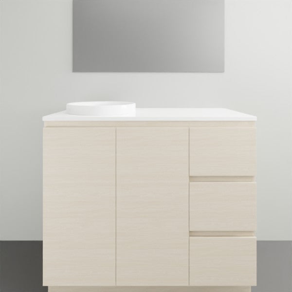 ADP Glacier Lite Door and Drawer Trio Vanity Solid Surface Top - 1050mm Left Bowl | The Blue Space
