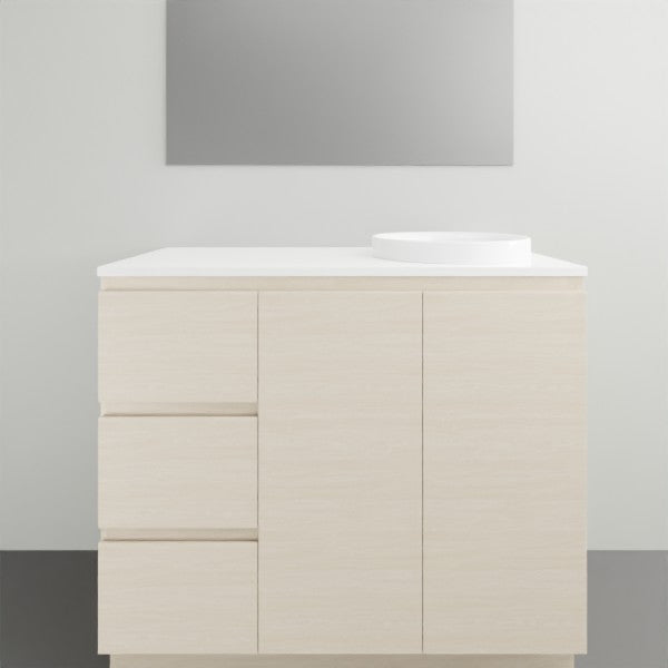 ADP Glacier Lite Door and Drawer Trio Vanity Solid Surface Top - 1050mm Right Bowl | The Blue Space