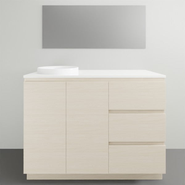 ADP Glacier Lite Door and Drawer Trio Vanity Solid Surface Top - 1200mm Left Bowl | The Blue Space