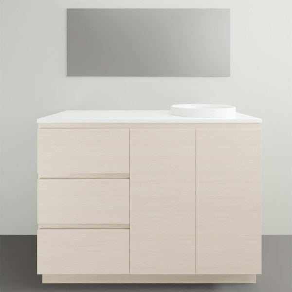 ADP Glacier Lite Door and Drawer Trio Vanity Solid Surface Top - 1200mm Right Bowl | The Blue Space