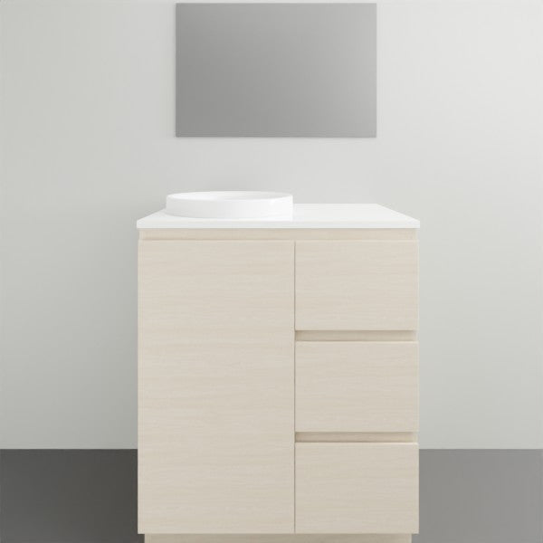 ADP Glacier Lite Door and Drawer Trio Vanity Solid Surface Top - 750mm Left Bowl | The Blue Space