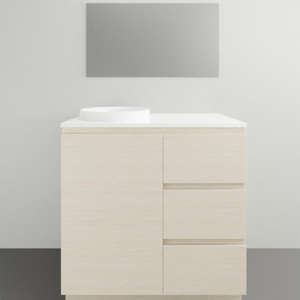 ADP Glacier Lite Door and Drawer Trio Vanity Solid Surface Top - 900mm Left Bowl | The Blue Space