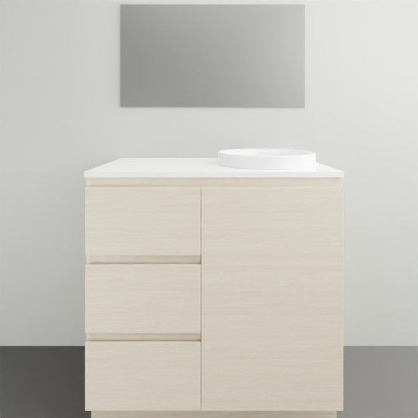 ADP Glacier Lite Door and Drawer Trio Vanity Solid Surface Top - 900mm Right Bowl | The Blue Space