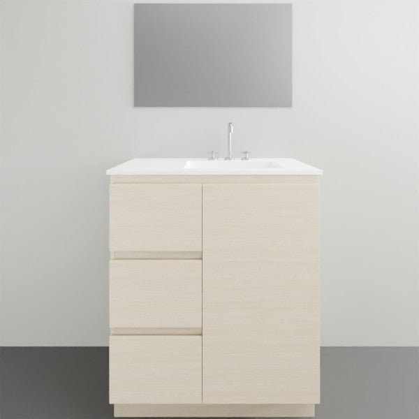 ADP Glacier Lite Door and Drawer Trio Vanity with Ceramic Top