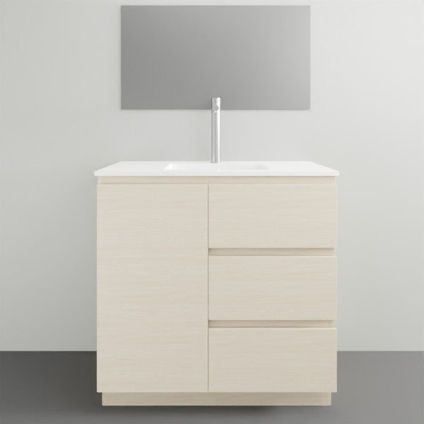 ADP Glacier Lite Ensuite Door and Drawer Trio Vanity with Ceramic Top - 900mm Centre Bowl | The Blue Space