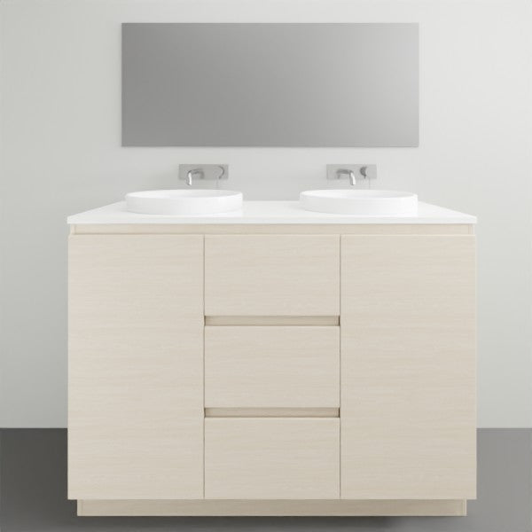 ADP Glacier Lite Ensuite Trio Vanity Solid Surface Top - 1200mm Double Bowl | The Blue Space