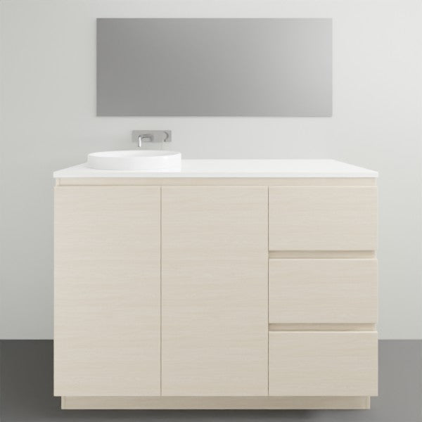 ADP Glacier Lite Ensuite Trio Vanity Solid Surface Top - 1200mm Left Bowl | The Blue Space