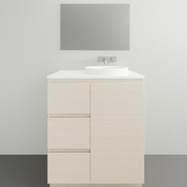 ADP Glacier Lite Ensuite Trio Vanity Solid Surface Top - 750mm Right Bowl | The Blue Space