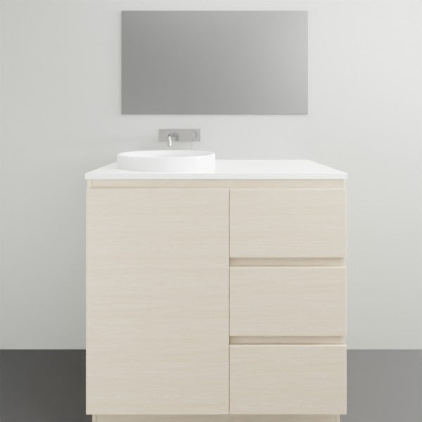 ADP Glacier Lite Ensuite Trio Vanity Solid Surface Top - 900mm Left Bowl | The Blue Space