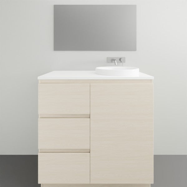 ADP Glacier Lite Ensuite Trio Vanity Solid Surface Top - 900mm Right Bowl | The Blue Space