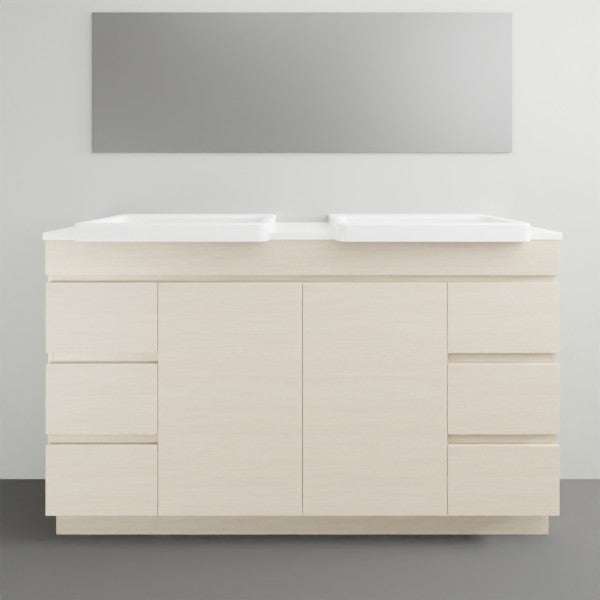 ADP Glacier Lite Semi Recessed Door & Drawer Trio Vanity Solid Surface Top - 1500mm Double Bowl | The Blue Space
