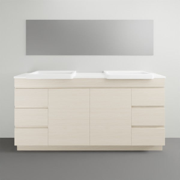 ADP Glacier Lite Semi Recessed Door & Drawer Trio Vanity Solid Surface Top - 1800mm Double Bowl | The Blue Space