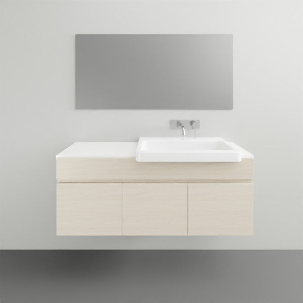 ADP Glacier Lite Semi Recessed Door & Drawer Trio Vanity Solid Surface Top - 1050mm Right Bowl | The Blue Space