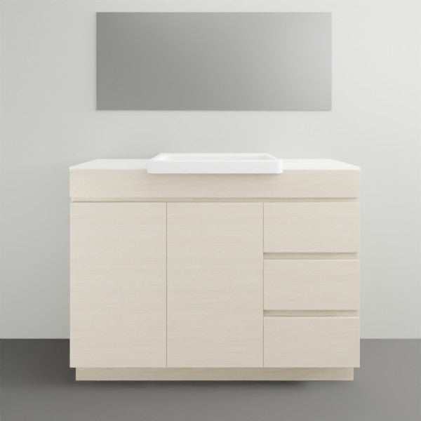 ADP Glacier Lite Semi Recessed Door & Drawer Trio Vanity Solid Surface Top - 1200mm Centre Bowl | The Blue Space