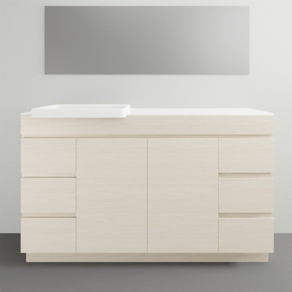 ADP Glacier Lite Semi Recessed Door & Drawer Trio Vanity Solid Surface Top - 1500mm Left Bowl | The Blue Space