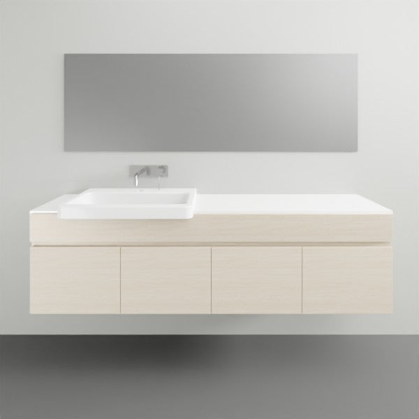 ADP Glacier Lite Semi Recessed Door & Drawer Trio Vanity Solid Surface Top - 1500mm Left Bowl | The Blue Space