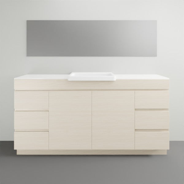 ADP Glacier Lite Semi Recessed Door & Drawer Trio Vanity Solid Surface Top - 1800mm Centre Bowl | The Blue Space