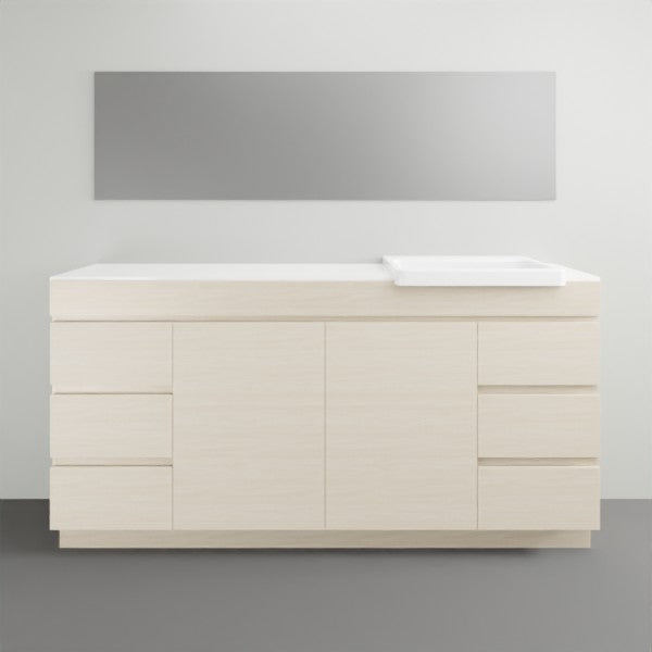 ADP Glacier Lite Semi Recessed Door & Drawer Trio Vanity Solid Surface Top - 1800mm Right Bowl | The Blue Space