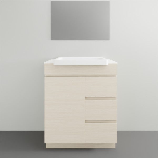 ADP Glacier Lite Semi Recessed Door & Drawer Trio Vanity Solid Surface Top - 750mm Centre Bowl | The Blue Space