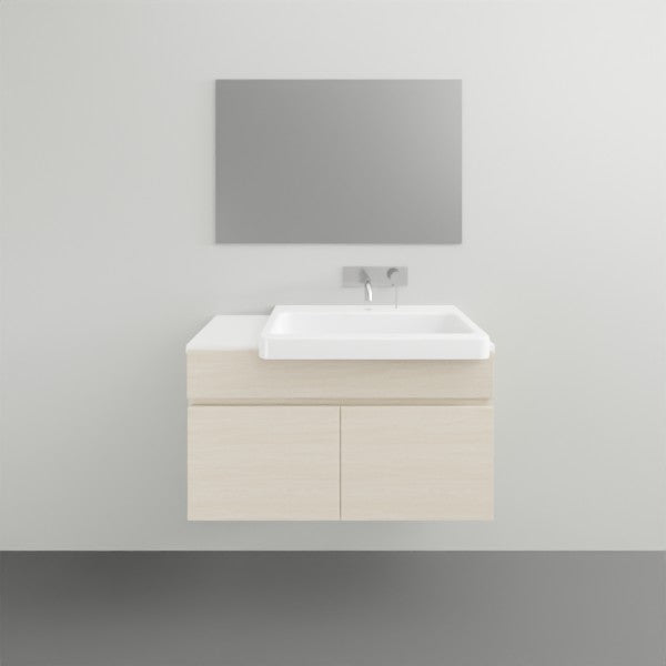 ADP Glacier Lite Semi Recessed Door & Drawer Trio Vanity Solid Surface Top - 750mm Right Bowl | The Blue Space