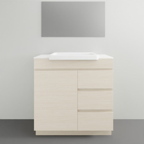 ADP Glacier Lite Semi Recessed Door & Drawer Trio Vanity Solid Surface Top - 900mm Centre Bowl | The Blue Space