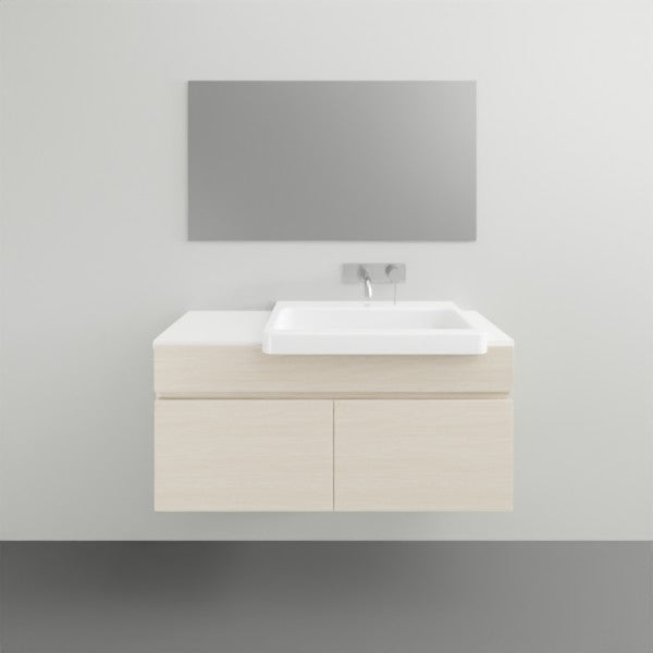 ADP Glacier Lite Semi Recessed Door & Drawer Trio Vanity Solid Surface Top - 900mm Right Bowl | The Blue Space