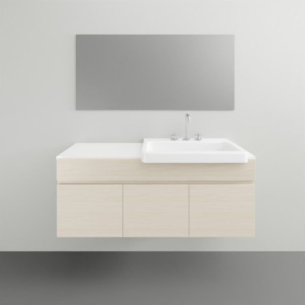 ADP Glacier Lite Semi Recessed Door and Drawer Slim Vanity with Solid Surface Top - 1050mm Right Bowl | The Blue Space
