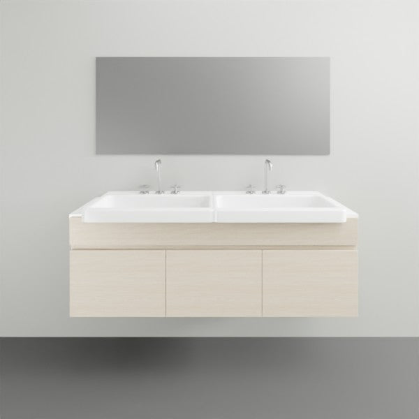 ADP Glacier Lite Semi Recessed Door and Drawer Slim Vanity with Solid Surface Top - 1200mm Double Bowl | The Blue Space
