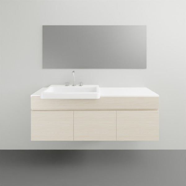 ADP Glacier Lite Semi Recessed Door and Drawer Slim Vanity with Solid Surface Top - 1200mm Left Bowl | The Blue Space