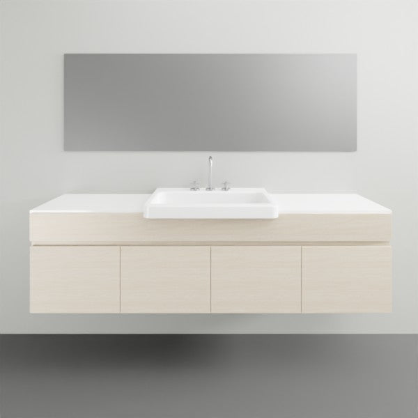 ADP Glacier Lite Semi Recessed Door and Drawer Slim Vanity with Solid Surface Top - 1500mm Centre Bowl | The Blue Space