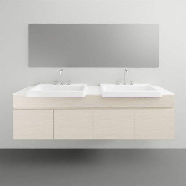 ADP Glacier Lite Semi Recessed Door and Drawer Slim Vanity with Solid Surface Top - 1500mm Double Bowl | The Blue Space
