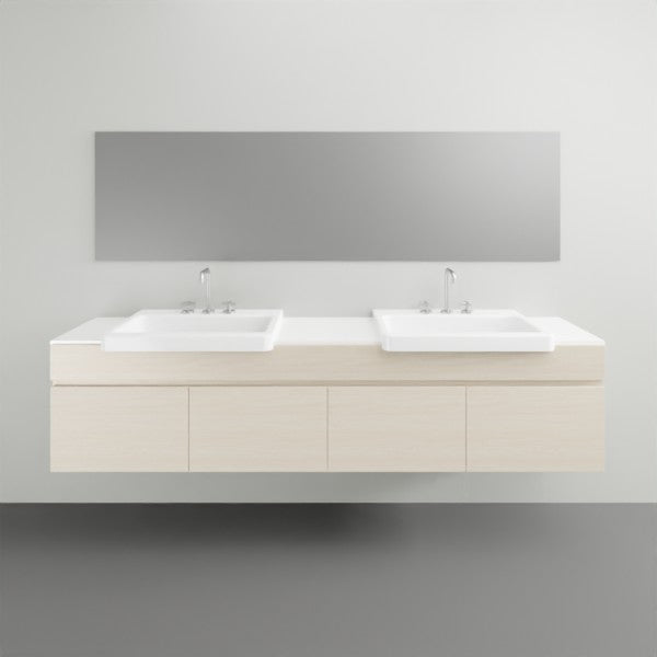 ADP Glacier Lite Semi Recessed Door and Drawer Slim Vanity with Solid Surface Top - 1800mm Double Bowl | The Blue Space