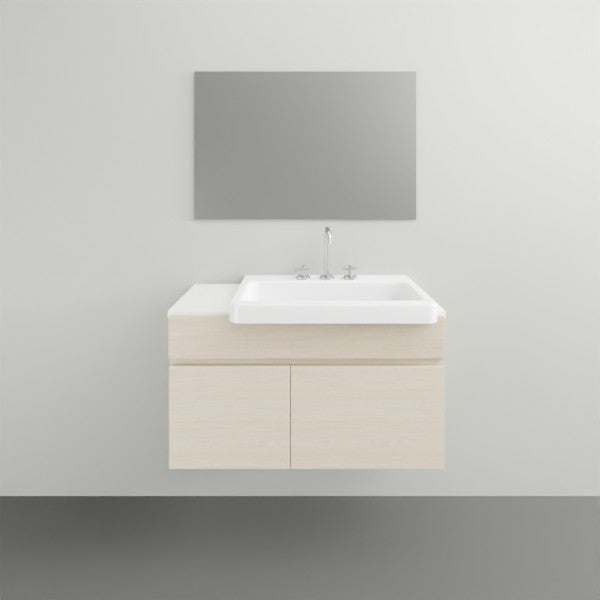 ADP Glacier Lite Semi Recessed Door and Drawer Slim Vanity with Solid Surface Top - 750mm Right Bowl | The Blue Space