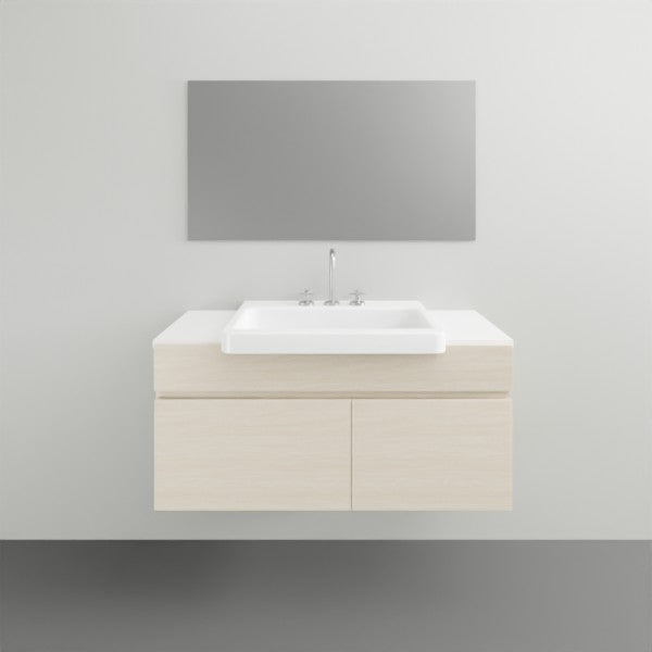 ADP Glacier Lite Semi Recessed Door and Drawer Slim Vanity with Solid Surface Top - 900mm Centre Bowl | The Blue Space