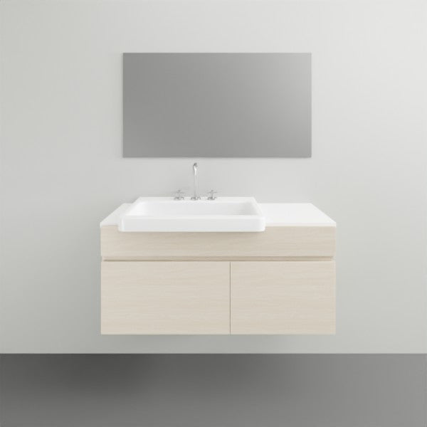 ADP Glacier Lite Semi Recessed Door and Drawer Slim Vanity with Solid Surface Top - 900mm Left Bowl | The Blue Space