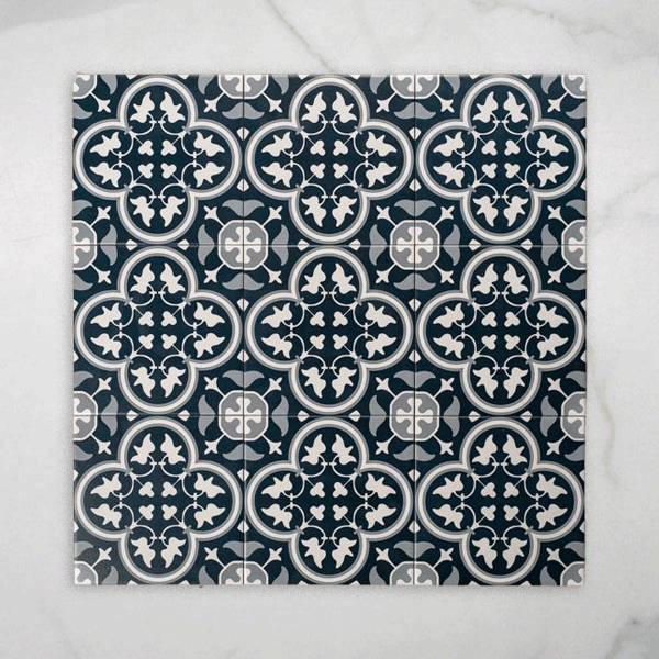 Airlie Dark Blue Matt Cushioned Edge Porcelain Tile 200x200mm