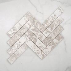 Altona White/Grey Satin Decor Cushioned Edge Ceramic Tile 75x300mm online at The Blue Space