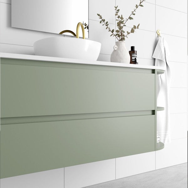 Marquis Avion, Avion4 Perspective, 1200mm One Shelf End Curved Wall Hung Vanity Side - The Blue Space