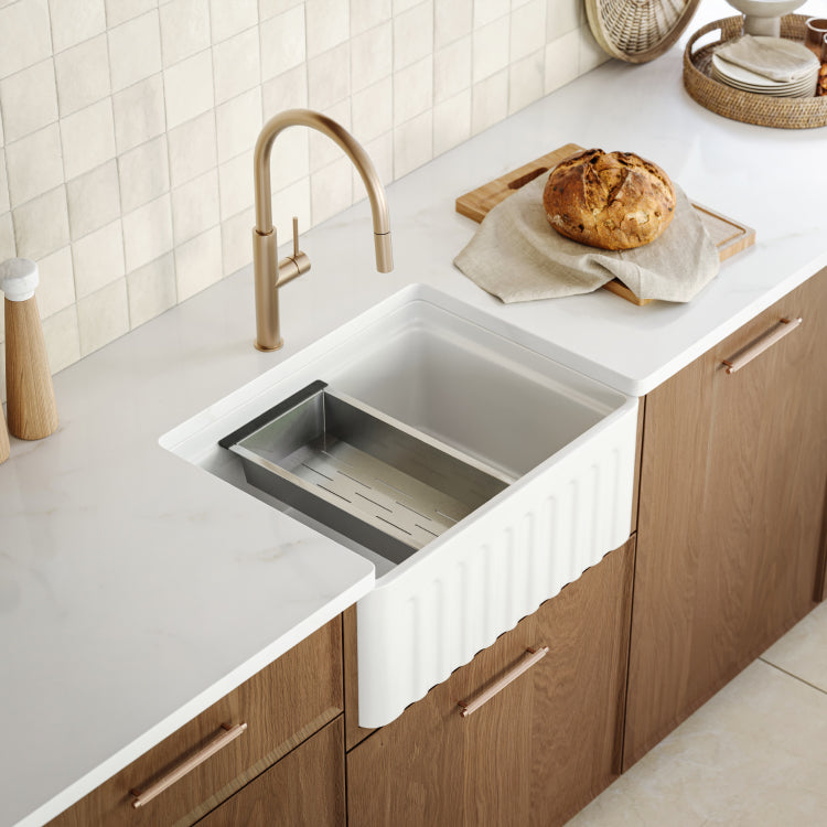 Bao Ceramic Farmhouse Sink & Accessories Pack 615mm - Gloss White