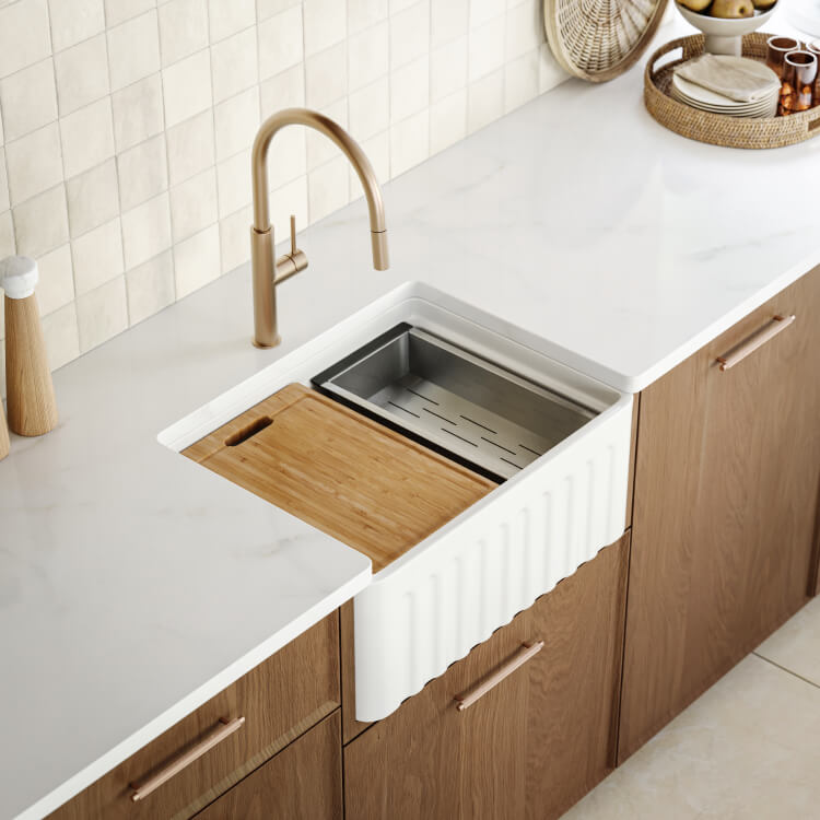 Bao Ceramic Farmhouse Sink - Gloss White | The Blue Space