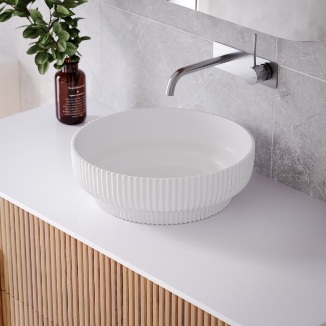 Bao Concertina 410mm Above Counter Basin in Matte White - The Blue Space