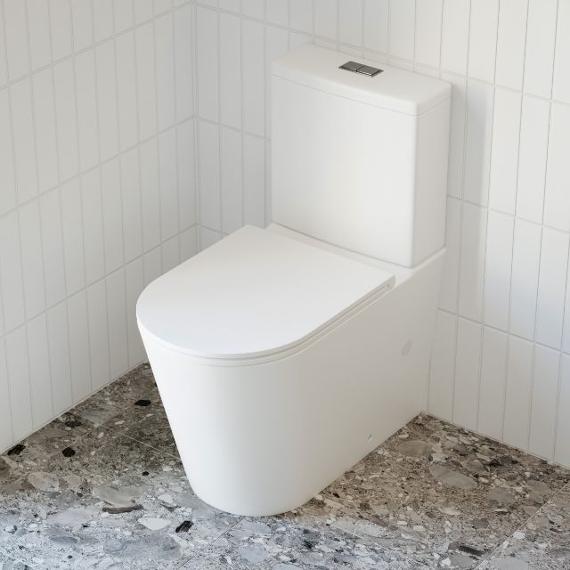 Bao Elegant Raised Height Rimless Back to Wall Toilet Suite in Matte White