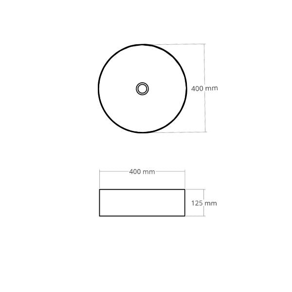 Bao Fluted 400mm Above Counter Basin Dimensions - The Blue Space