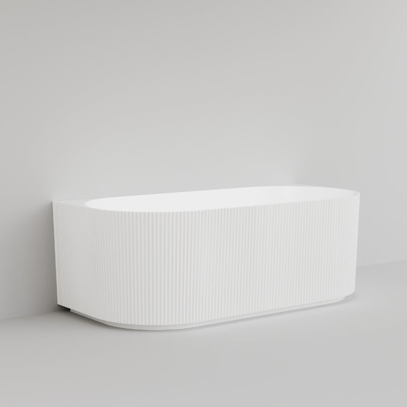 Bao Fluted 1700mm Back to Wall Bath - Matte White