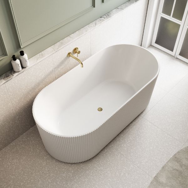 Bao Fluted 1700mm Freestanding Bath - Matte White