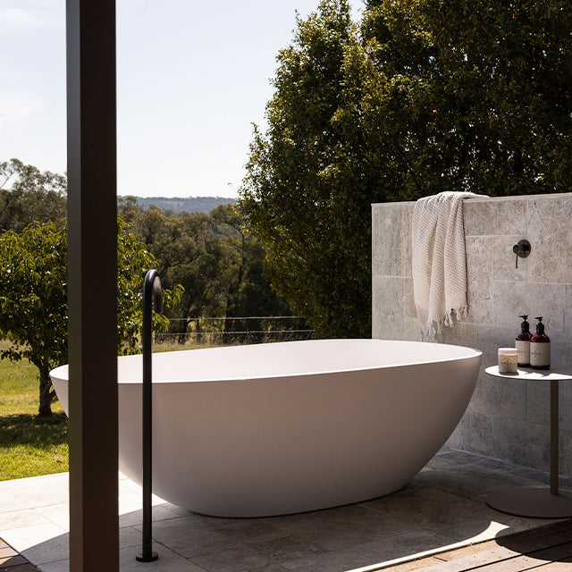 Meir Freestanding Round Bath Mixer with Hand Spray - Shadow
Buildher Collective x the blue space